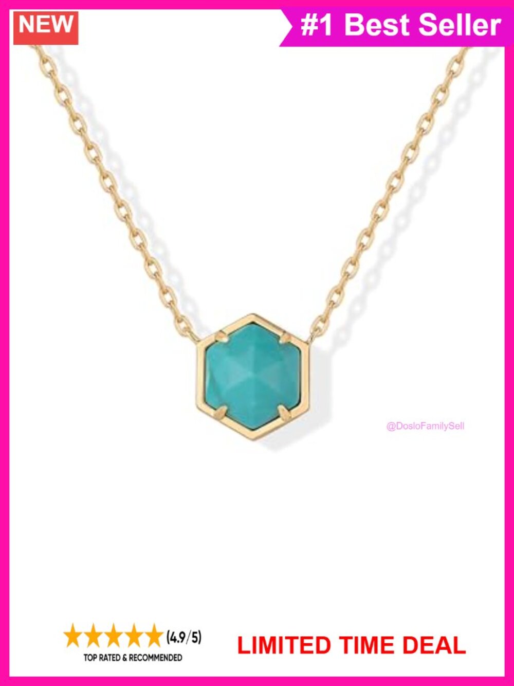 14K Gold Plated Turquoise Pendant Necklace Dainty 18in